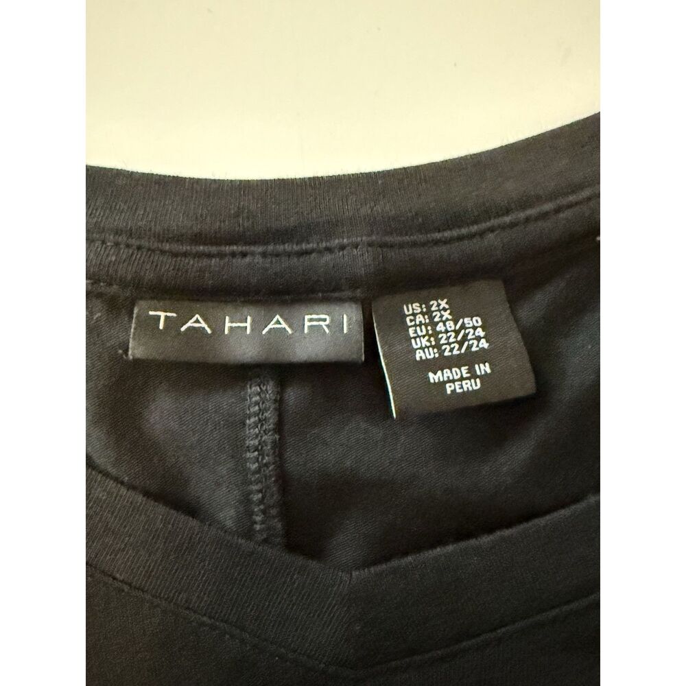 Tahari Black V Neck Knit Top Soft Comfort Classic Short Sleeve Tunic 2X Plus - Picture 6 of 11